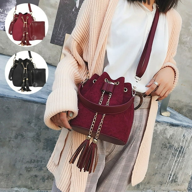 Handbags Mini Crossbody Cute Suede Bucket Bag PU Leather Womens Shoulder bag